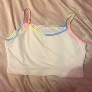 White and Rainbow, Small Tank Top - 65% Cotton & 35% Polyester